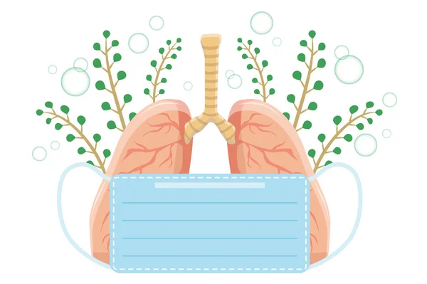 Illustration Lungs Medical Mask Plants — Stock fotografie