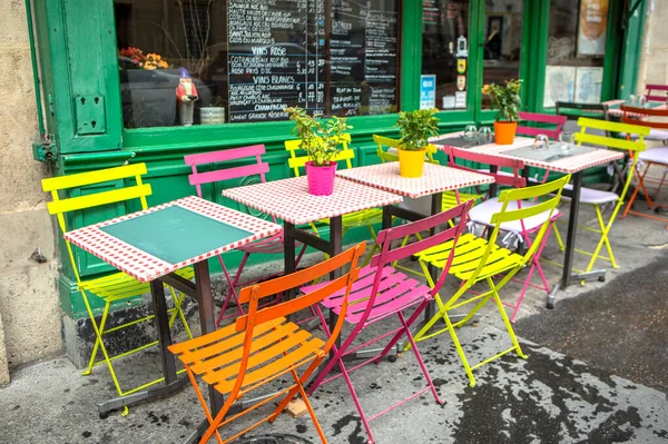 Bright Empty Chairs Tables Street Terrace Caf — Stock Fotó