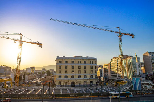 Grúas Construcción Edificios Ciudad —  Fotos de Stock