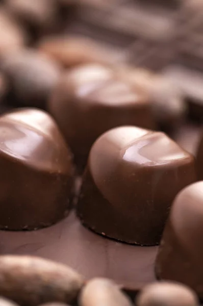 Caramelos Chocolate Sobre Fondo Oscuro — Foto de Stock