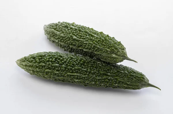 Fris Groen Bitter Kalebas Witte Achtergrond — Stockfoto