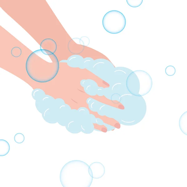 Woman Washing Hands Soap Bubbles Illustration — Stock Photo, Image