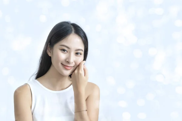 Portrait Asian Young Woman Beautiful Face Skin Skin Care Concept — Φωτογραφία Αρχείου