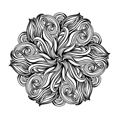 Kontur, Mandala. dini tasarım öğesi. dövme. vektör 