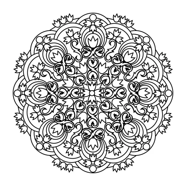 Contour, Mandala. etnische, religieuze ontwerpelement met een circulaire patroon. — Stockvector