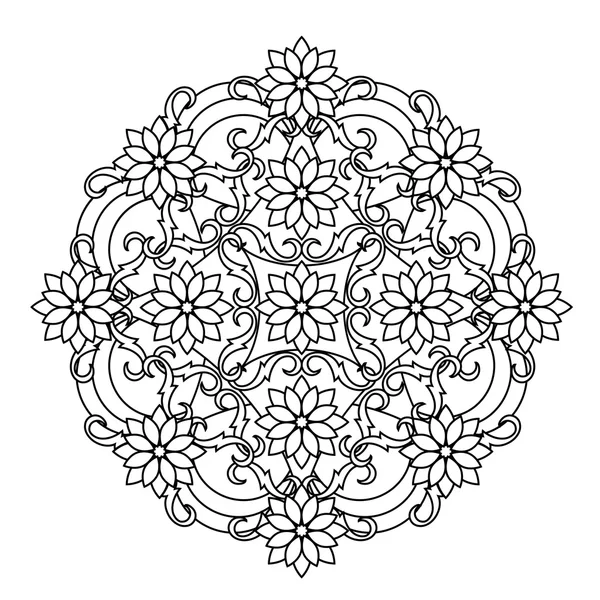 Kontur, Mandala. Ethnisches, religiöses Gestaltungselement mit kreisförmigem Muster. — Stockvektor