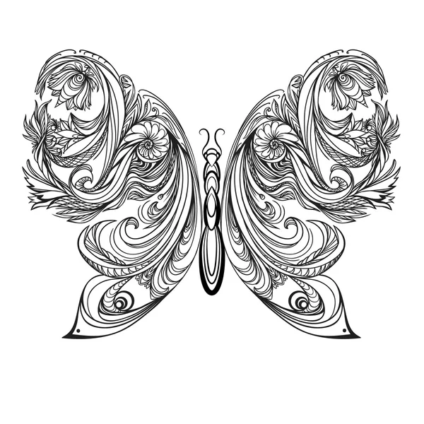 Papillon. Tatouage d'éléments décoratifs vintage. vecteur — Image vectorielle