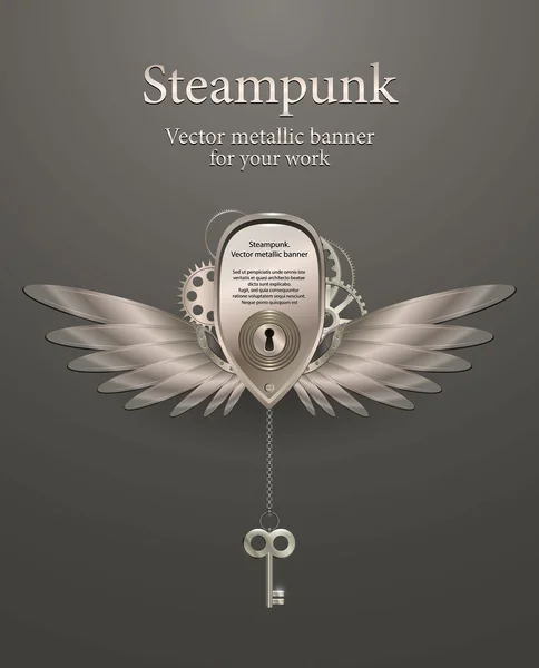 Metal kanat şeklinde gears ile banner