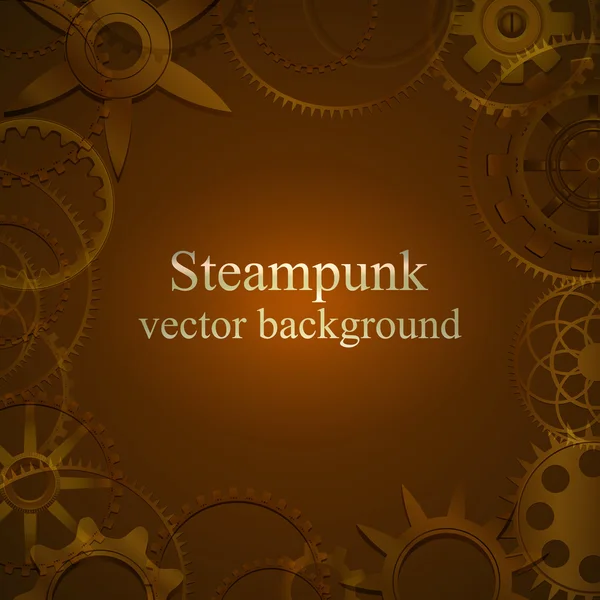 Retro achtergrond met versnellingen in bruine tinten. Steampunk — Stockvector