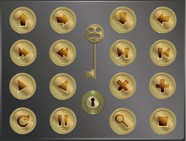 Set di icone rotonde in metallo styl steampunk retrò — Vettoriale Stock