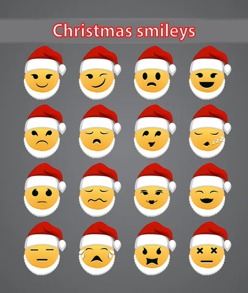 Set van feestelijke kerst smileys voor uw forum — Stockvector
