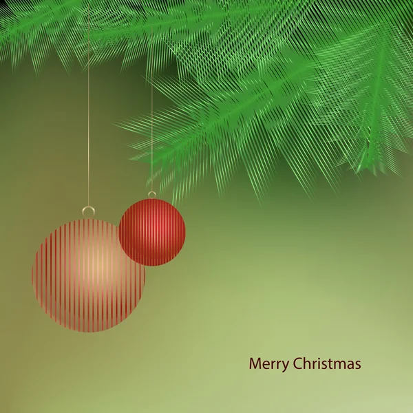 Christmas festive card with Christmas-tree branch — Stock Vector