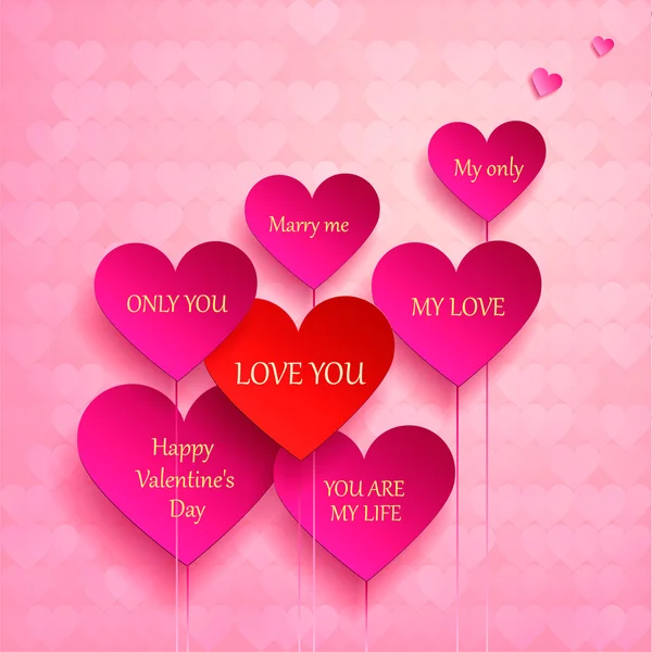 Grußkarte zum Valentinstag. Herzenssatz. ich liebe dich, heirate mich — Stockvektor