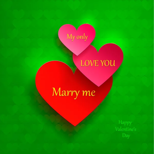 Sevgililer günü için tebrik kartı. Kalpler kümesi. Seni seviyorum, benimle evlenir — Stok Vektör