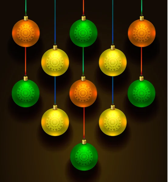 Bolas de Natal coloridas. Conjunto de decorações realistas — Vetor de Stock