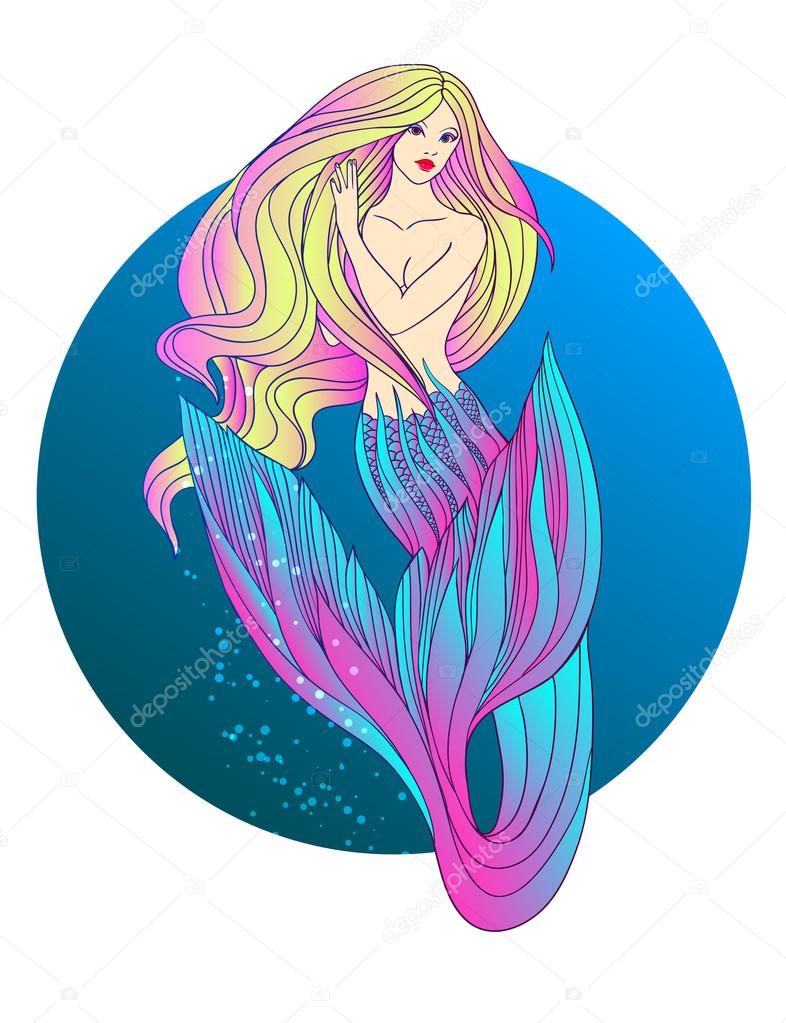 Mermaid with blond hair. vector