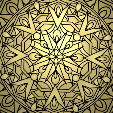 Kontur, tek renkli Mandala. etnik, dini tasarım öğesi dairesel bir desen ile