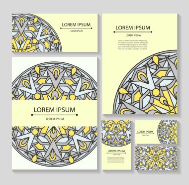 Şablon ayarla iş kartları ve davetiyeler mandalalar döngüsel kalıpları ile