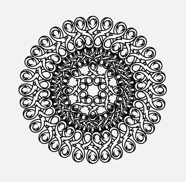 Contour, monochroom Mandala. etnische, religieuze ontwerpelement met een circulaire patroon — Stockvector