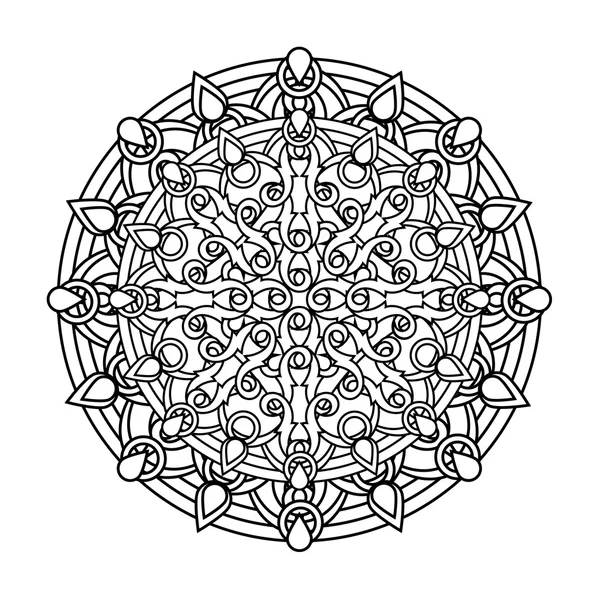 Kontur, tek renkli Mandala. etnik, dini tasarım öğesi dairesel bir desen ile