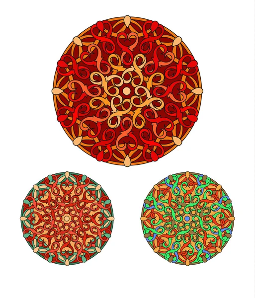 Set di elementi decorativi di design con un modello circolare. Mandala — Vettoriale Stock