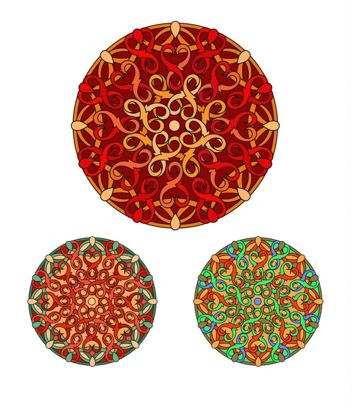 Set di elementi decorativi di design con un modello circolare. Mandala . — Vettoriale Stock