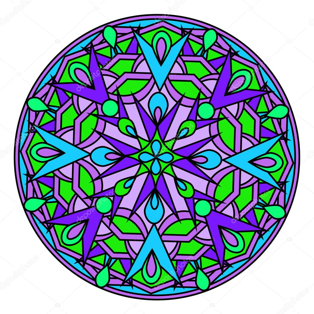 decorative design element with a circular pattern. Mandala