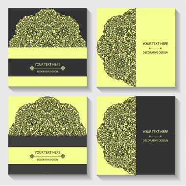 Şablon ayarla iş kartları ve davetiyeler mandalalar döngüsel kalıpları ile.