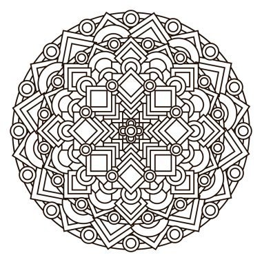 Kontur, tek renkli Mandala. etnik, dini tasarım öğesi dairesel bir desen ile