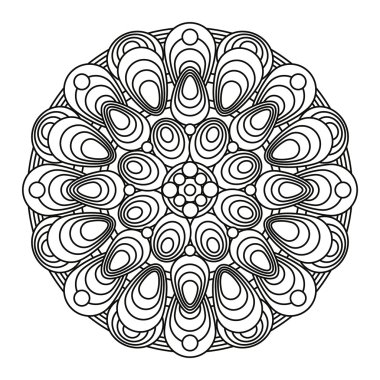 Kontur, tek renkli Mandala. etnik, dini tasarım öğesi dairesel bir desen ile