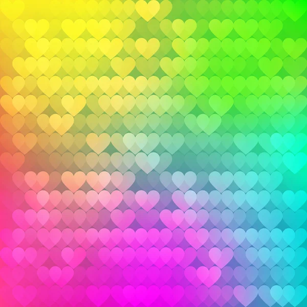 Abstrato fundo arco-íris de corações — Vetor de Stock