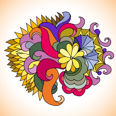 Dekoratif soyut dalgalar ve çiçekler