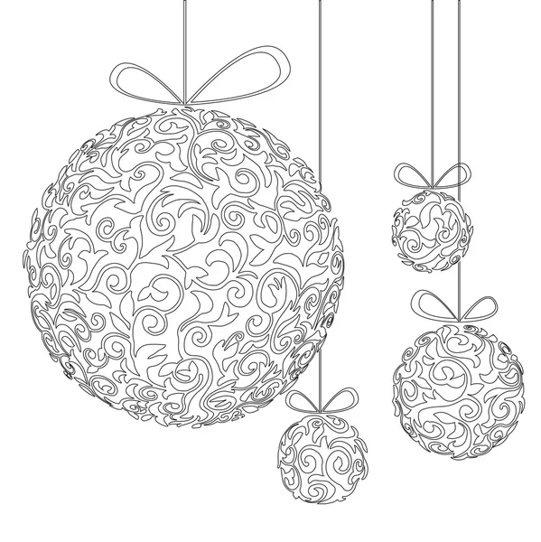 Ensemble de boules de Noël ornementales — Image vectorielle