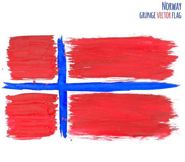 Geschilderde grunge Noorwegen vlag, penseelstreken op witte achtergrond. Vectorillustratie — Stockvector