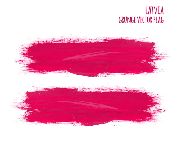 Bandeira pintada grunge Latvia, pinceladas em fundo branco. Ilustração vetorial —  Vetores de Stock