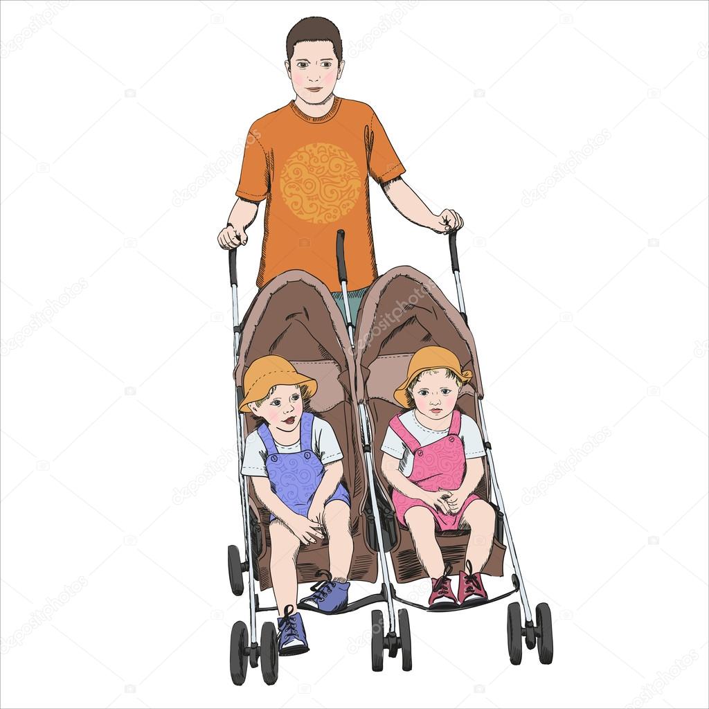 kids double pram