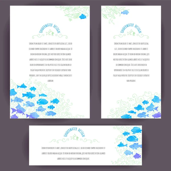 Banners with blue fishes — Stock Vector