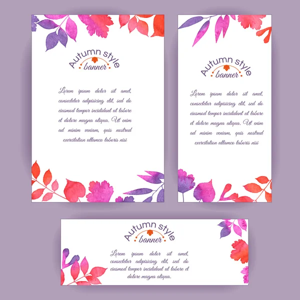 Conjunto de pancartas con hojas — Vector de stock