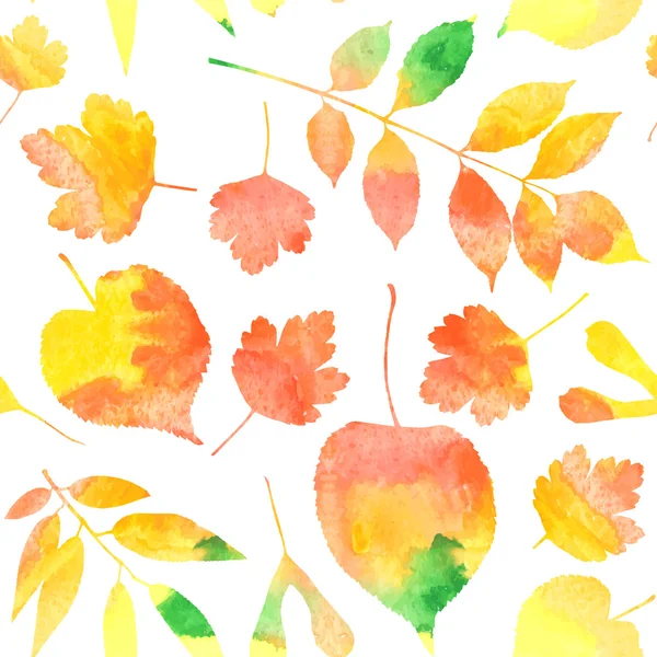 Watercolor autumn leaves pattern — Stock Vector