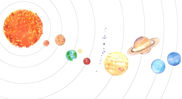 Akvarell Naprendszer — Stock Vector