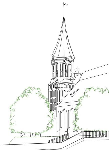 Domkyrka kyrka i kaliningrad — Stock vektor