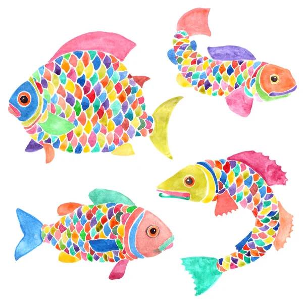 Dekorativa tecknade fisk — Stock vektor