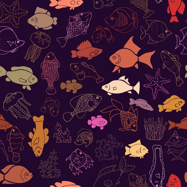 Pattern with exotic fishes — Stock Vector