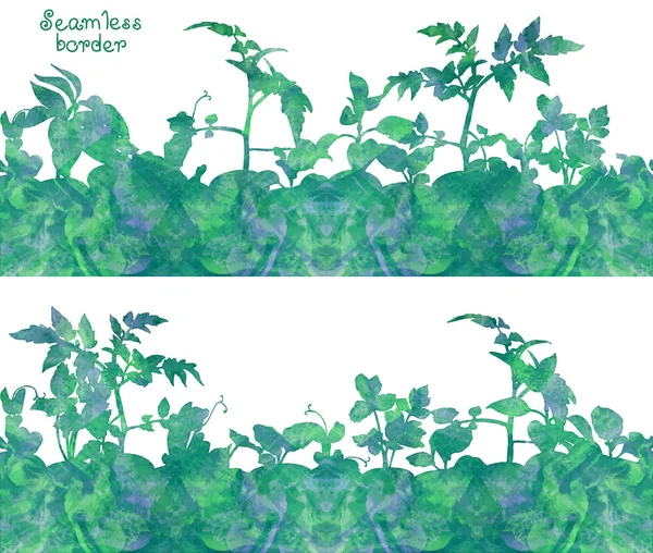 Siluetas de varias plántulas y plantas — Vector de stock