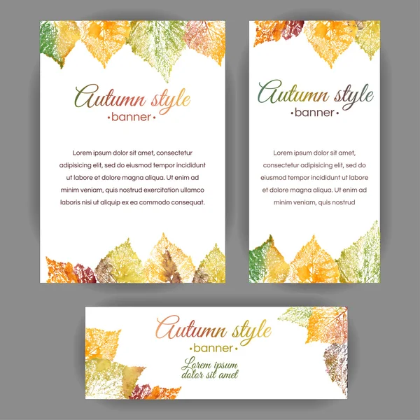 Colorful leaves cards design. — Stock Vector