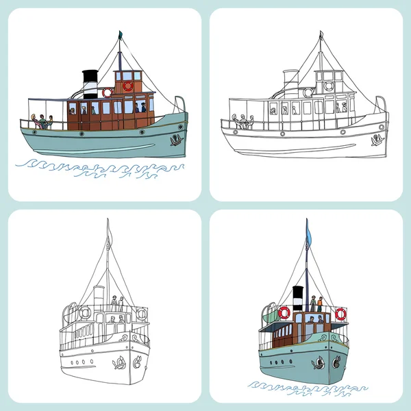 Deux petits navires à passagers — Image vectorielle