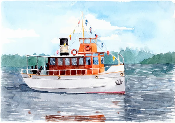 Barco de placer en un lago — Archivo Imágenes Vectoriales