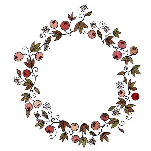 Couronne florale dessinée à la main — Image vectorielle