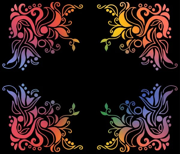Moldura multicolorida com elementos florais — Vetor de Stock
