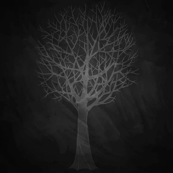 Silueta blanca de un gran árbol desnudo — Vector de stock